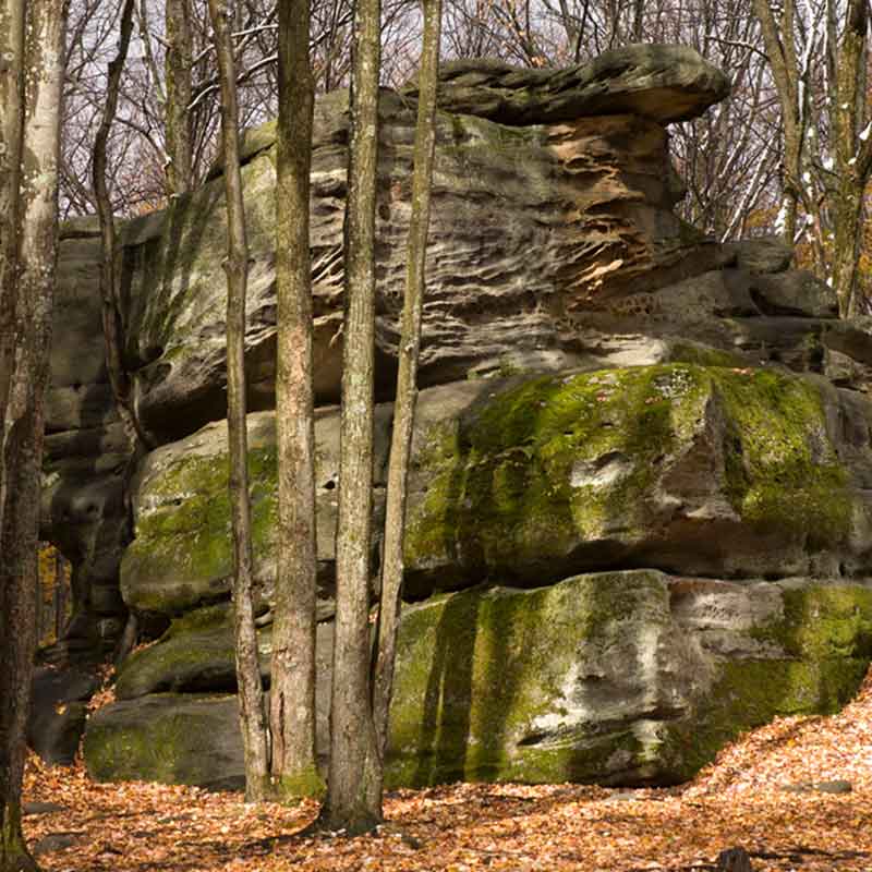 large stacked boulders in the Quaker Area.