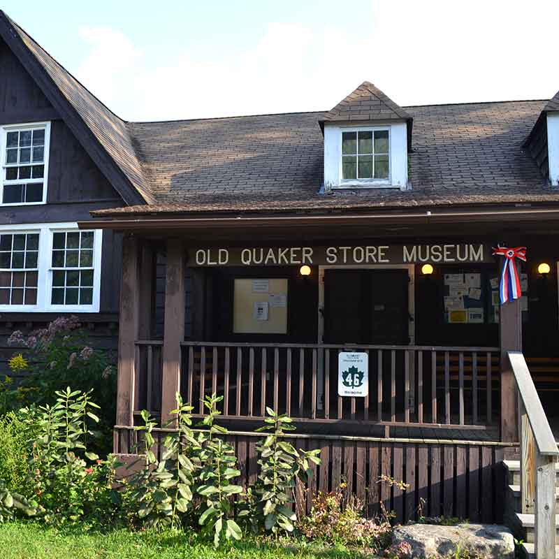 close up of the front of Quaker store museum.